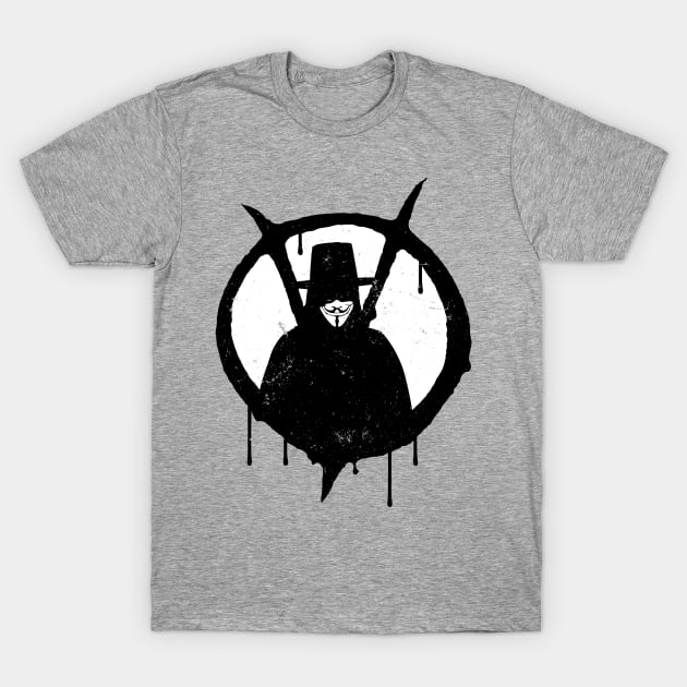 V For Vendetta Guy Fawkes Spraypaint Stencil T-Shirt by CultureClashClothing